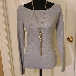 WHBM Gray Ribbed Sweater